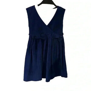 Marie Louise vintage toddler romper blue corduroy bows in front size 2T